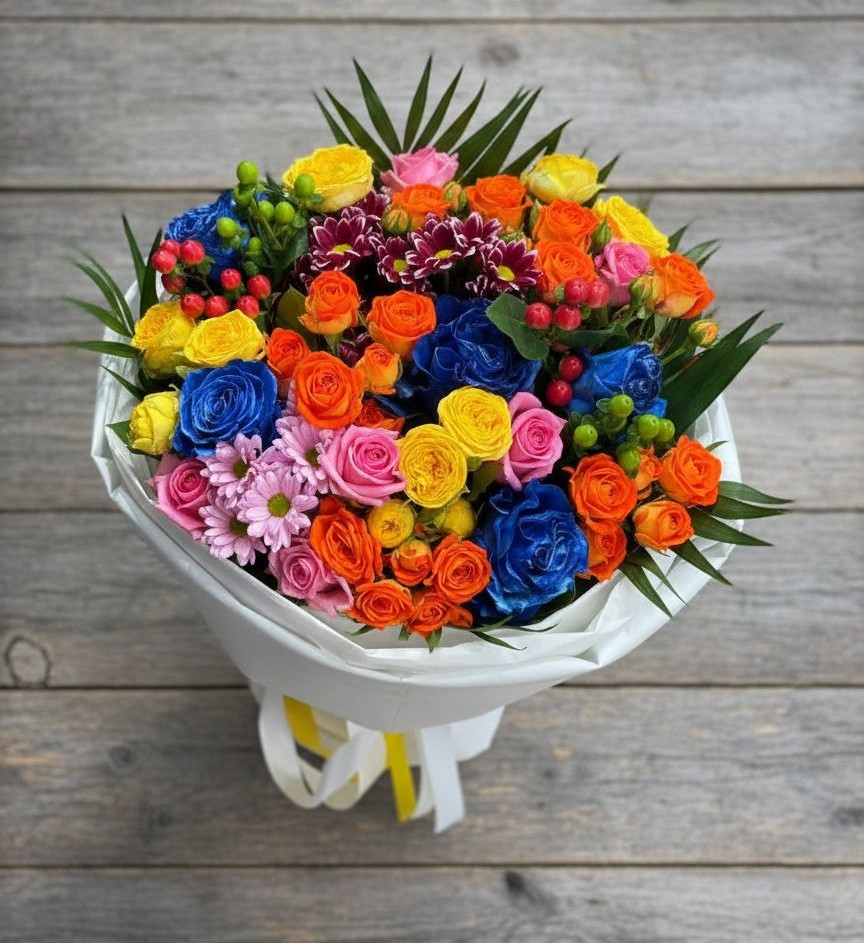 Букет цветов из: Розы и Хризантемы в Дмитриевке