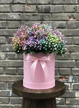Цветочная композиция из Гипсофила и Розы в шляпной коробке #REPLACE_PRED# Дмитриевке