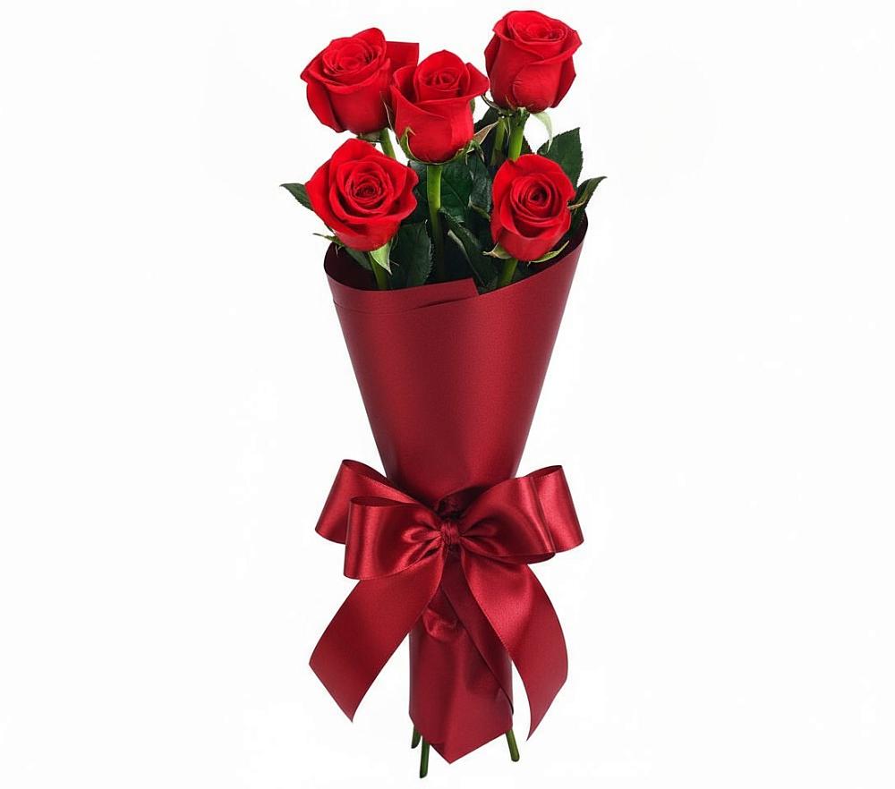 Букет 5 Красных роз Эдлесс Лав в Дмитриевке