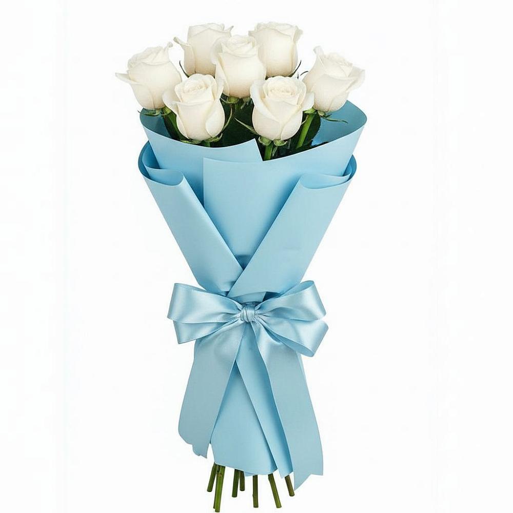 Букет 7 белых роз Проуд в Дмитриевке