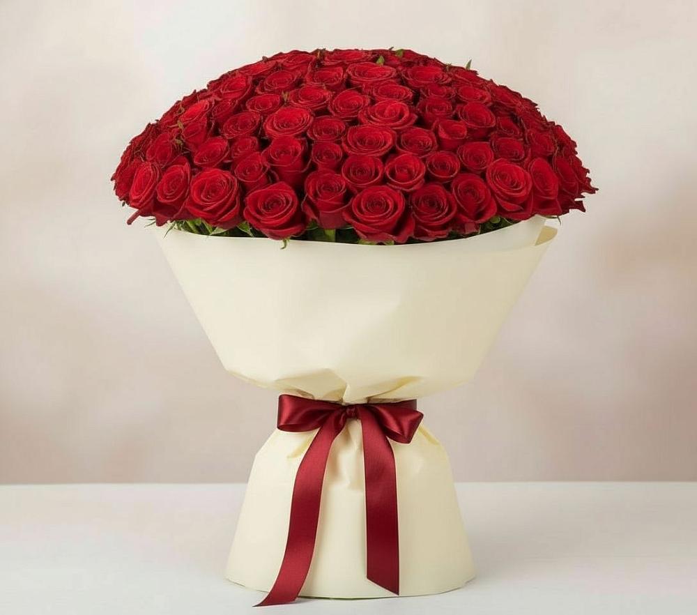 Букет 101 Красная роза Милано в Дмитриевке