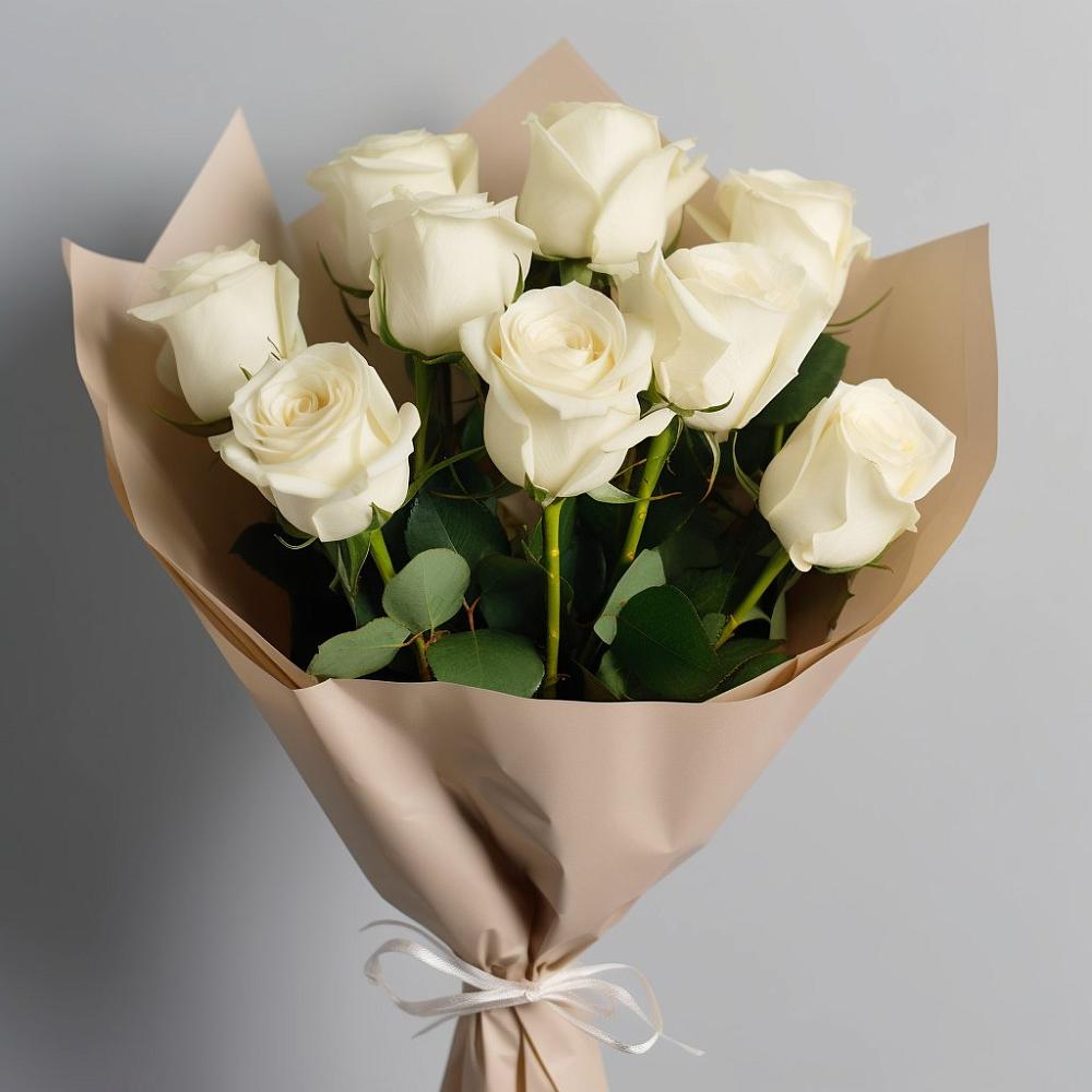 Букет 9 Белых роз Эдлесс Лав в Дмитриевке