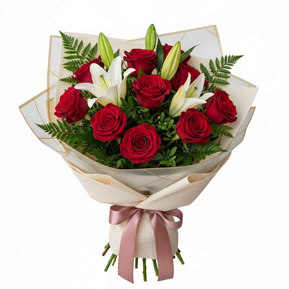 Букет цветов из: Лилии и Розы в Дмитриевке