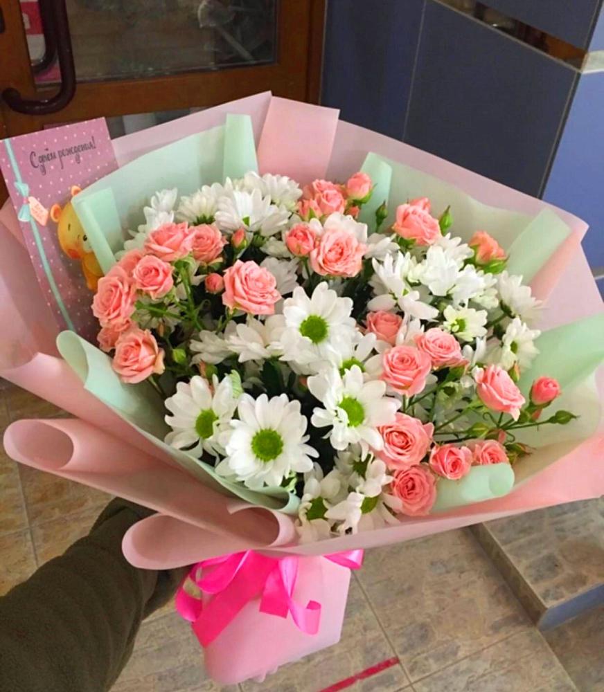 Букет цветов из: Розы и Хризантемы в Дмитриевке