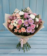 Букет цветов из:  Хризантемы, Розы и Альстромерии в Дмитриевке