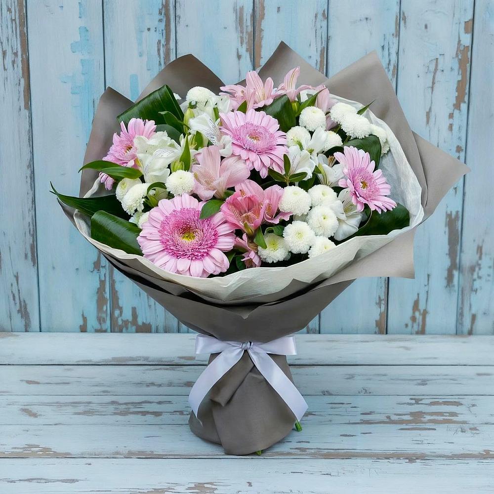 Букет цветов из: Герберы, Альстромерии и Хризантемы в Дмитриевке