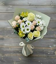 Букет цветов из:  Альстромерии, Розы и Хризантемы в Дмитриевке