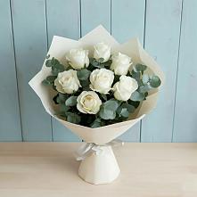 Букет Белые розы в Эвкалипте в Дмитриевке