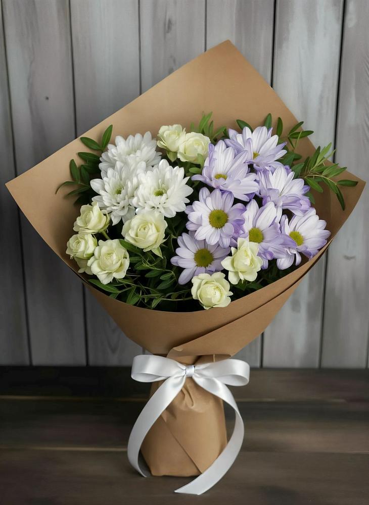 Букет цветов из: Хризантемы и Розы в Дмитриевке